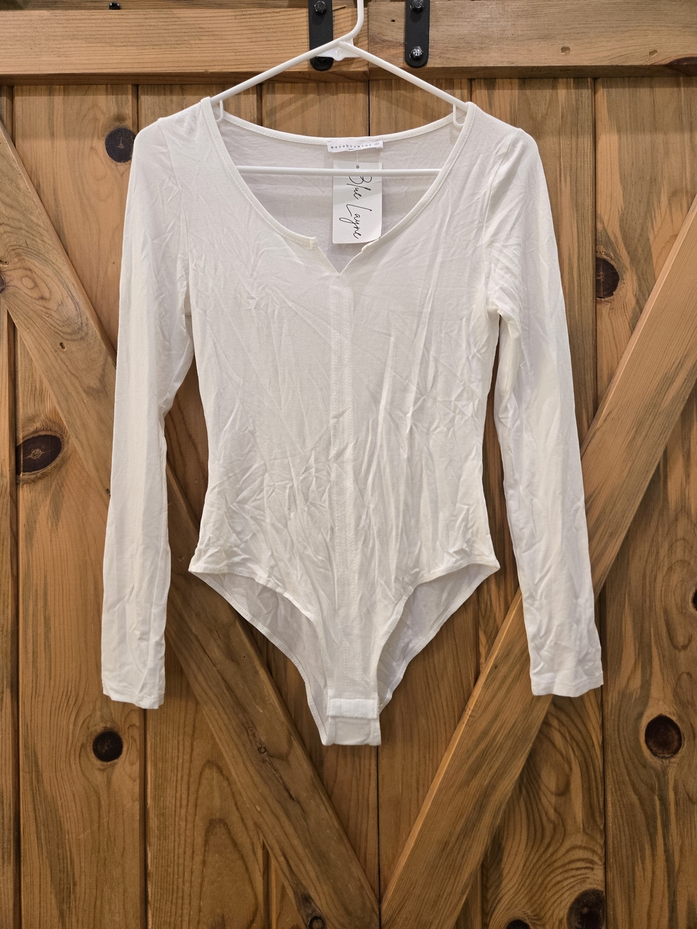 White Long-Sleeve V-Neck Bodysuit by Free People